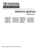 Toyota 6TB50 Pallet Truck Service Repair Manual SN:20011 and up