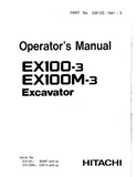 Hitachi EX100M-3 Excavator operator’s manual SN:03614 and up