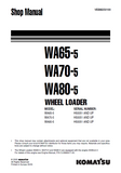 Komatsu WA80-5 Wheel Loader Service Repair Manual SN:H50051 and up