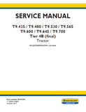 New Holland T9.435 CVT, TIER 4B Tractor Service Repair Manual [JEEZ00000FF405001 - ]
