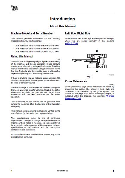 JCB JS81 Tracked Excavator Service Repair Manual SN: 2426501 to 242700 ...