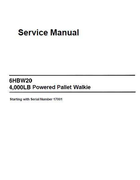 Toyota 6HBW20 4000LB Powered Pallet Walkie Service Repair Manual