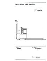 Toyota 6HBW20 Electric Pallet Jack Walkie Walk Service Repair Manual
