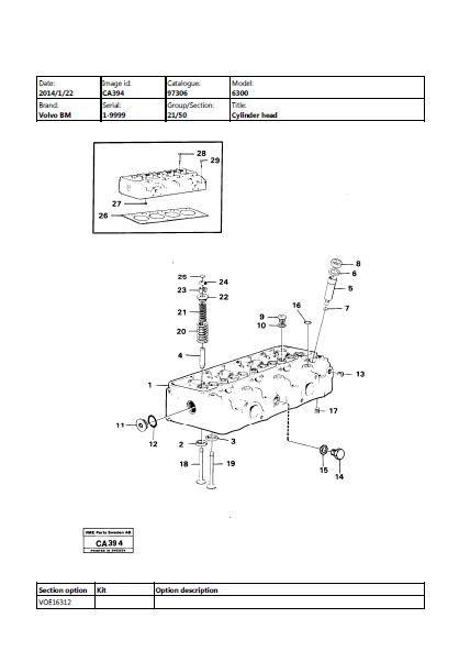 Volvo BM 6300 Wheel Loader Parts Catalogue Manual (SN: 1-9999)
