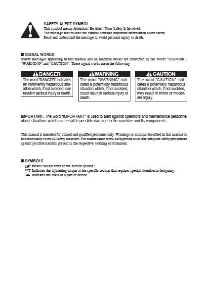 Takeuchi TB28FR Compact Excavator Service Repair Manual