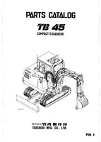 Takeuchi TB45 Compact Excavator Parts Catalogue Manual