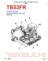 Takeuchi TB53FR Compact Excavator Parts Catalogue Manual (SN: 15810005-15811324)