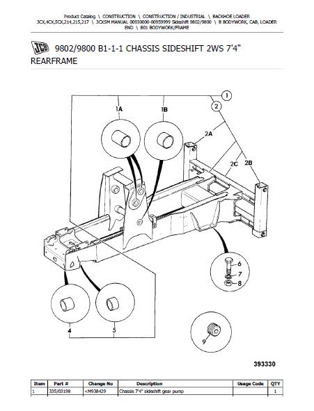 JCB 3CX SM MANUAL BACKOHE LOADER Parts Catalogue Manual (Serial Number: 00930000-00959999)