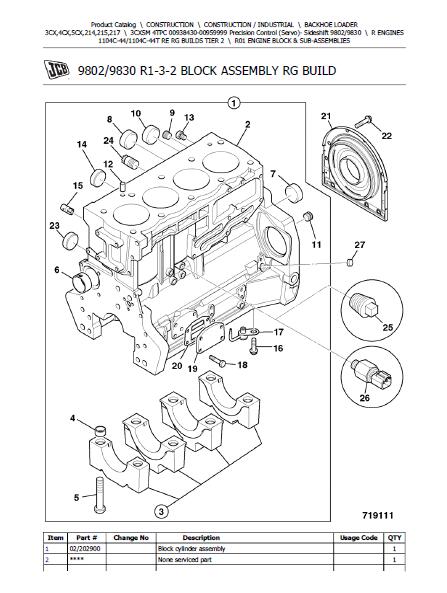 JCB 3CX SM 4TPC Precision Control BACKOHE LOADER Parts Catalogue Manual (Serial Number: 00938430-00959999)