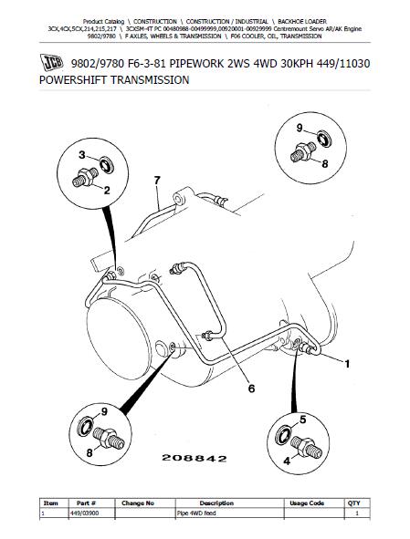 JCB 3CX SM-4T PC (Centremount Servo ARAK Engine) BACKOHE LOADER Parts Catalogue Manual (Serial Number: 00920001-00929999)