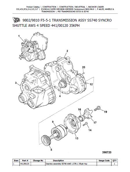 JCB 3CX SM444 SUPER BACKOHE LOADER Parts Catalogue Manual (Serial Number: 00930000-00959999)