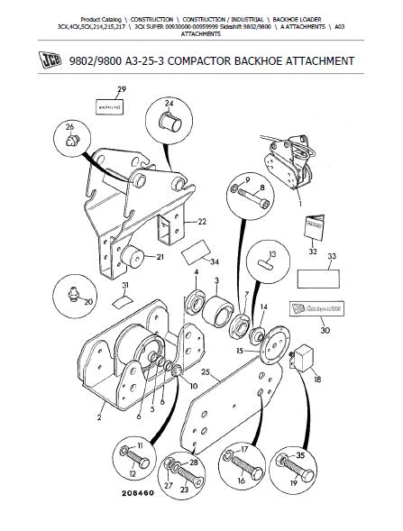 JCB 3CX SUPER BACKOHE LOADER Parts Catalogue Manual (Serial Number: 00930000-00959999)