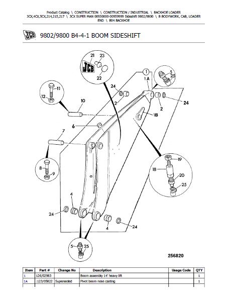 JCB 3CX SUPER MAN BACKOHE LOADER Parts Catalogue Manual (Serial Number: 00930000-00959999)