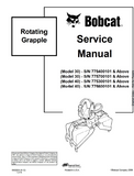 Bobcat Model 30 Rotating Grapple Service Repair Manual S/N 775400101 And Above