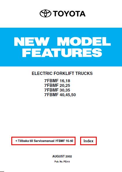 Toyota 7FBMF 30 Electric Forklift Truck Service Repair Manual