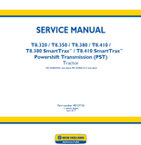 New Holland T8.410 SmartTrax Powershift Transmission (PST) Tractor Service Repair Manual