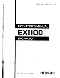Hitachi EX1100 Excavator operator’s manual Serial No. 01214 and up