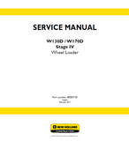 New Holland W130D XR TIER4B WHEEL LOADER Service Repair Manual