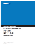 KOBELCO K912-II HYDRAULIC EXCAVATOR Service Repair Manual SN:LC-2301 and up