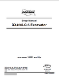 Daewoo Doosan DX420LC-5 Excavator Service Repair Manual Serial Number 10001 and Up