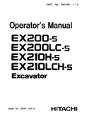 Hitachi EX200LC-5 Excavator operator’s manual Serial No. 50001 and up