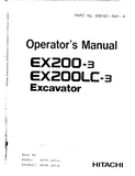 Hitachi EX200LC-3 Excavator operator’s manual SN:85166 and up