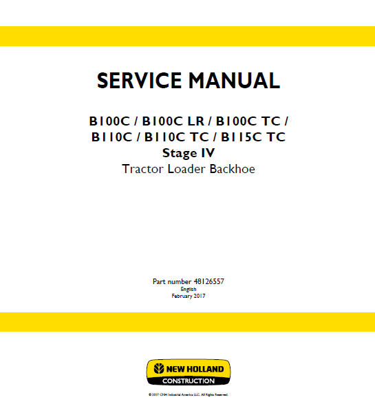 New Holland B110C Stage IV Tractor Loader Backhoe Service Repair Manua ...