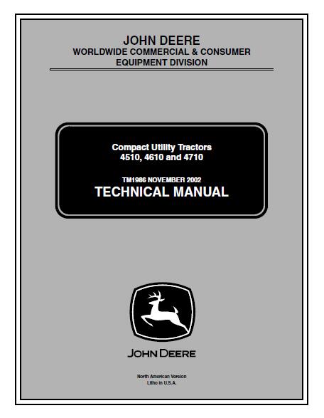 John Deere 4510 Compact Utility Tractor Service Repair Manual
