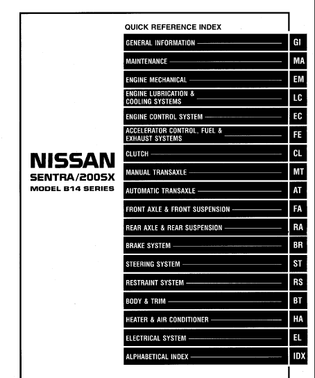 1996 Nissan Sentra Service Repair Manual