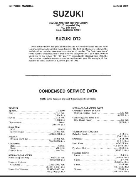 Suzuki DT4 outboard motors Service Repair Manual