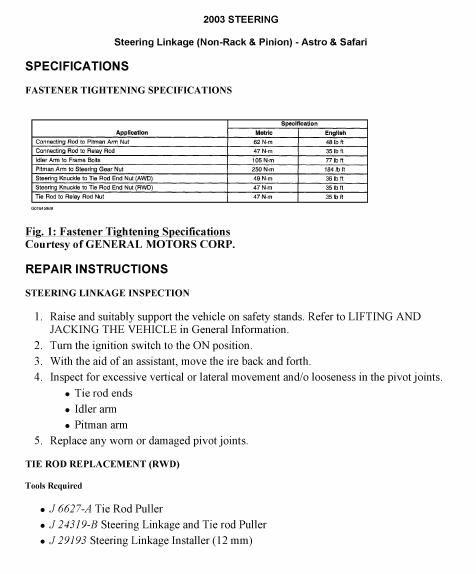 1995 Chevrolet Astro Service Repair Manual