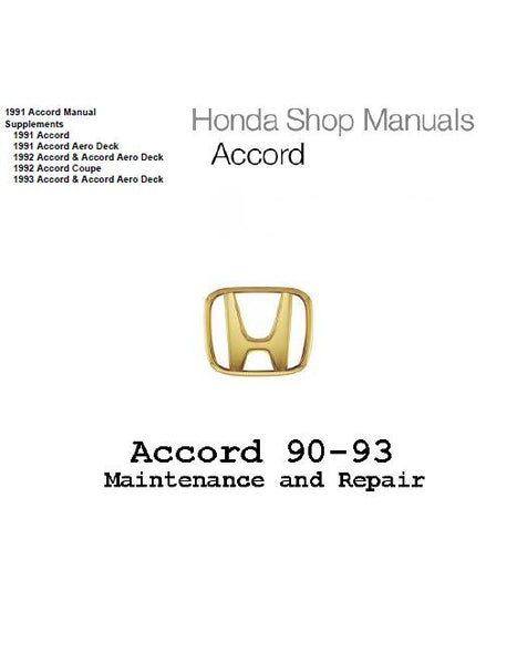 1991 Honda Accord Service Repair Manual