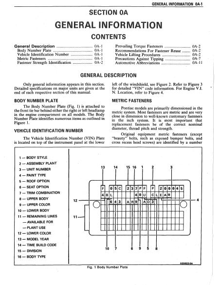 1991 PONTIAC FIREBIRD Service Repair Manual