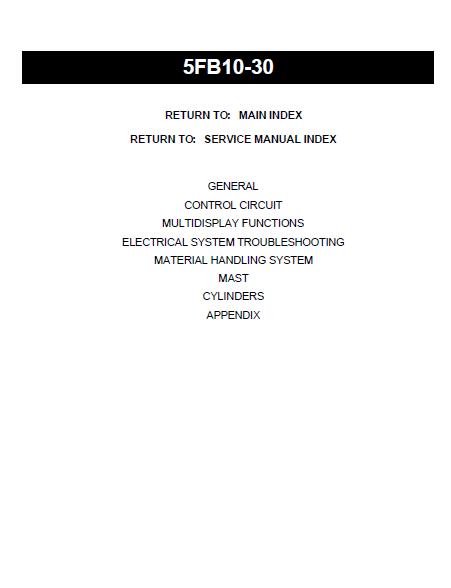 Toyota 30-5FB30 Forklift Service Repair Manual
