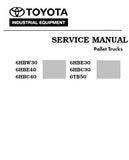 Toyota 6HBC40 Pallet Truck Service Repair Manual SN:20011 and up