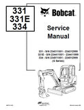 Bobcat 334 Compact Excavator Service Repair Manual S/N 234511001-234512999