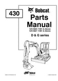 Bobcat 430D 430G Excavator Parts Catalogue Manual S/N 562711001 and Above