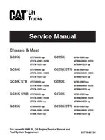 Caterpillar Cat GC45K SWB Forklift Lift Trucks Service Repair Manual SN: AT87A-10231 and up