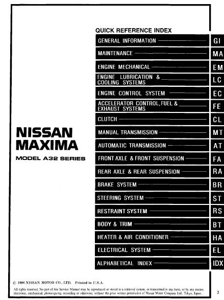 1997 Nissan Maxima Service Repair Manual