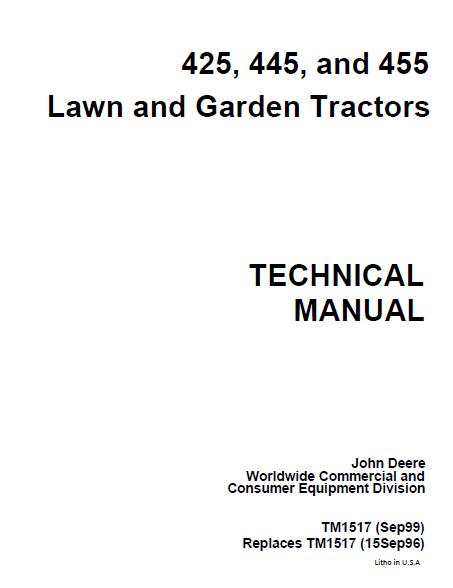 JOHN DEERE 445 LAWN GARDEN TRACTOR Service Repair Manual