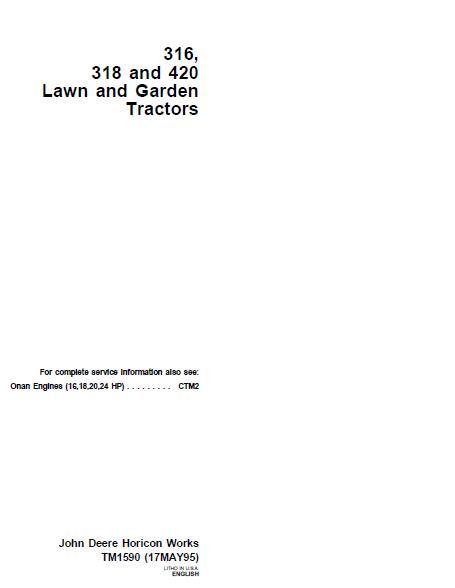 JOHN DEERE 420 LAWN GARDEN TRACTOR Service Repair Manual