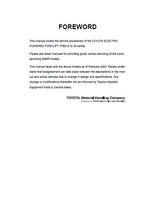 Toyota 7FBE15 Forklift Service Repair Manual