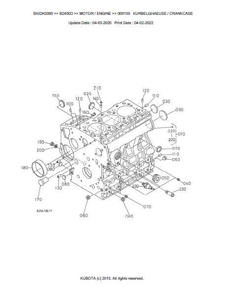 Kubota B2400D Tractor Parts Catalogue Manual (Publishing ID: BKIDK0095)