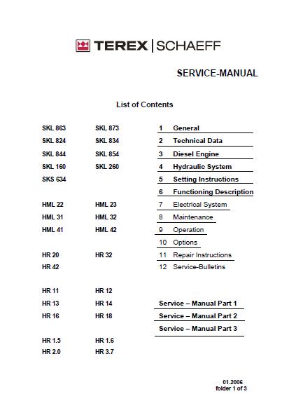 Terex Schaeff HR 20 HR20 Mini Excavator Service Repair Manual