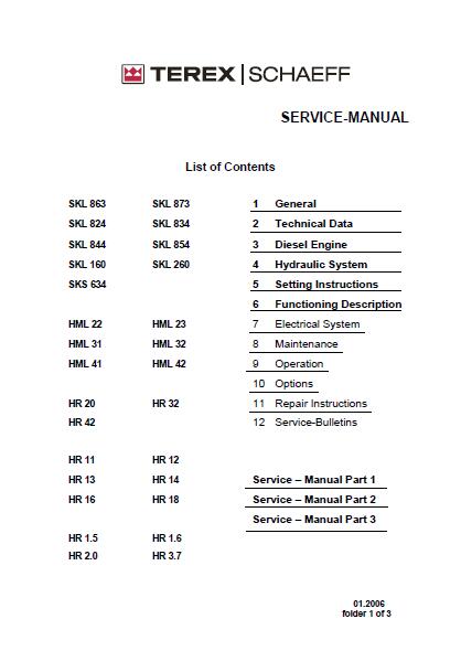 Terex Schaeff HML 42 HML42 Wheel Excavator Service Repair Manual