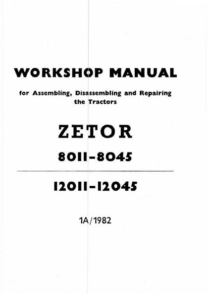 Zetor 8045 Tractor Service Repair Manual
