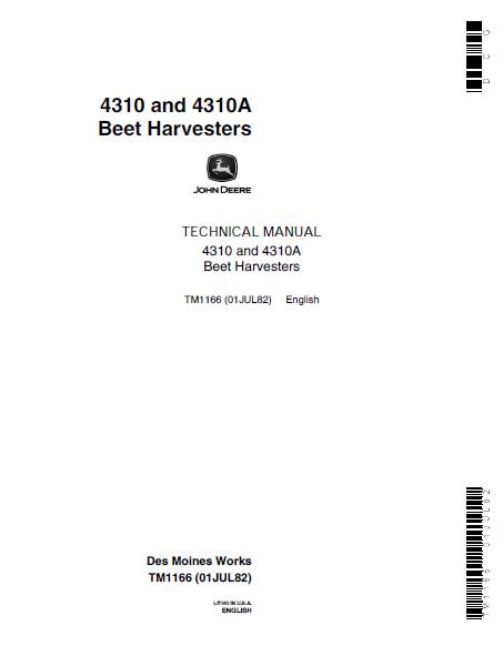 John Deere 4310A Beet Harvesters Service Repair Manual (tm1166)