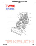 Takeuchi TW80 Wheel Loader Parts Catalogue Manual (SN: E104078 and up)