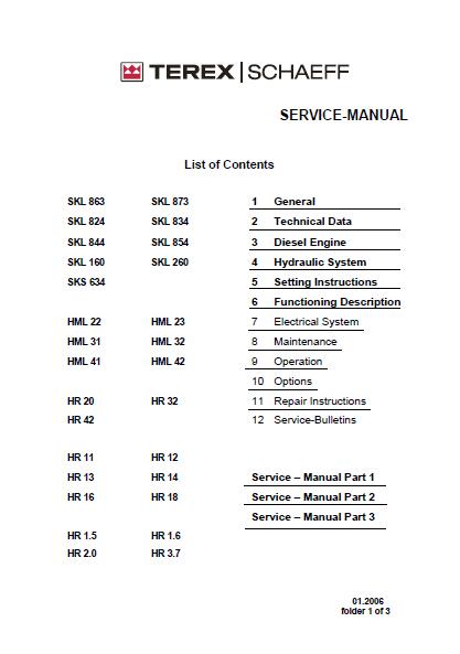 Terex Schaeff SKS 634 SKS634 Wheel Loader Service Repair Manual