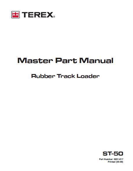 Terex ST 50 Tracked Utility Vehicle Master Parts Catalogue Manual